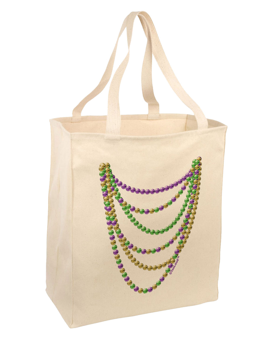 Mardi Gras Beads Necklaces Large Grocery Tote Bag-Grocery Tote-TooLoud-Natural-Large-Davson Sales