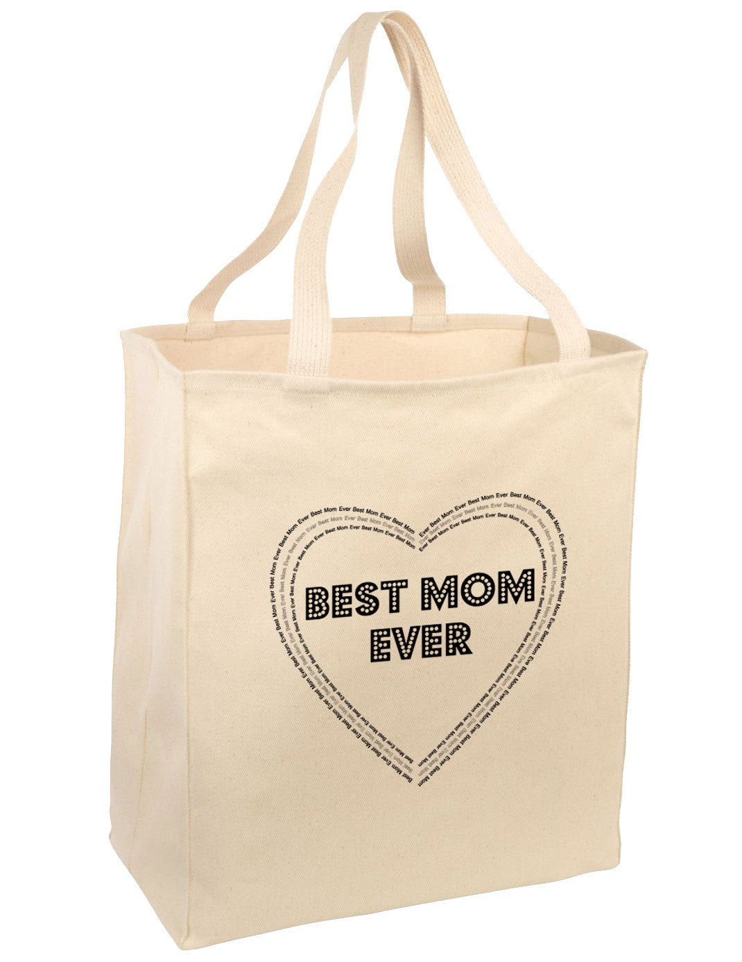 Best Mom Ever Heart Text Large Grocery Tote Bag-Grocery Tote-TooLoud-Natural-Large-Davson Sales