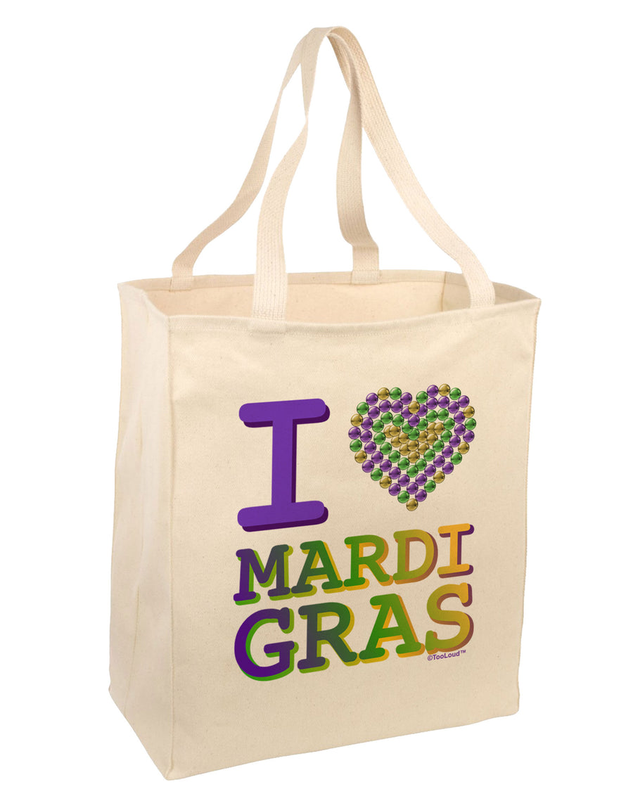 I Love Heart Mardi Gras Large Grocery Tote Bag-Grocery Tote-TooLoud-Natural-Large-Davson Sales