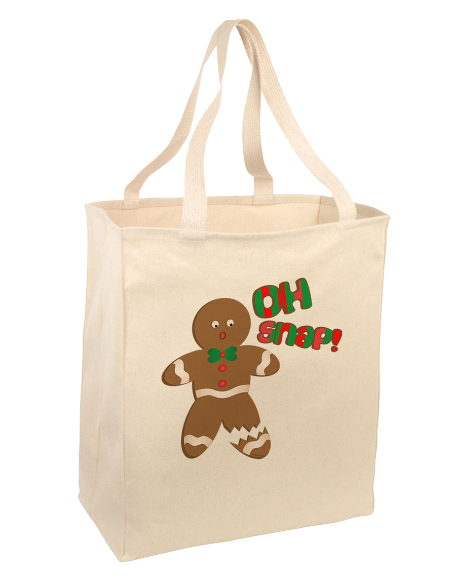 Oh Snap Gingerbread Man Christmas Large Grocery Tote Bag-Grocery Tote-TooLoud-Natural-Large-Davson Sales