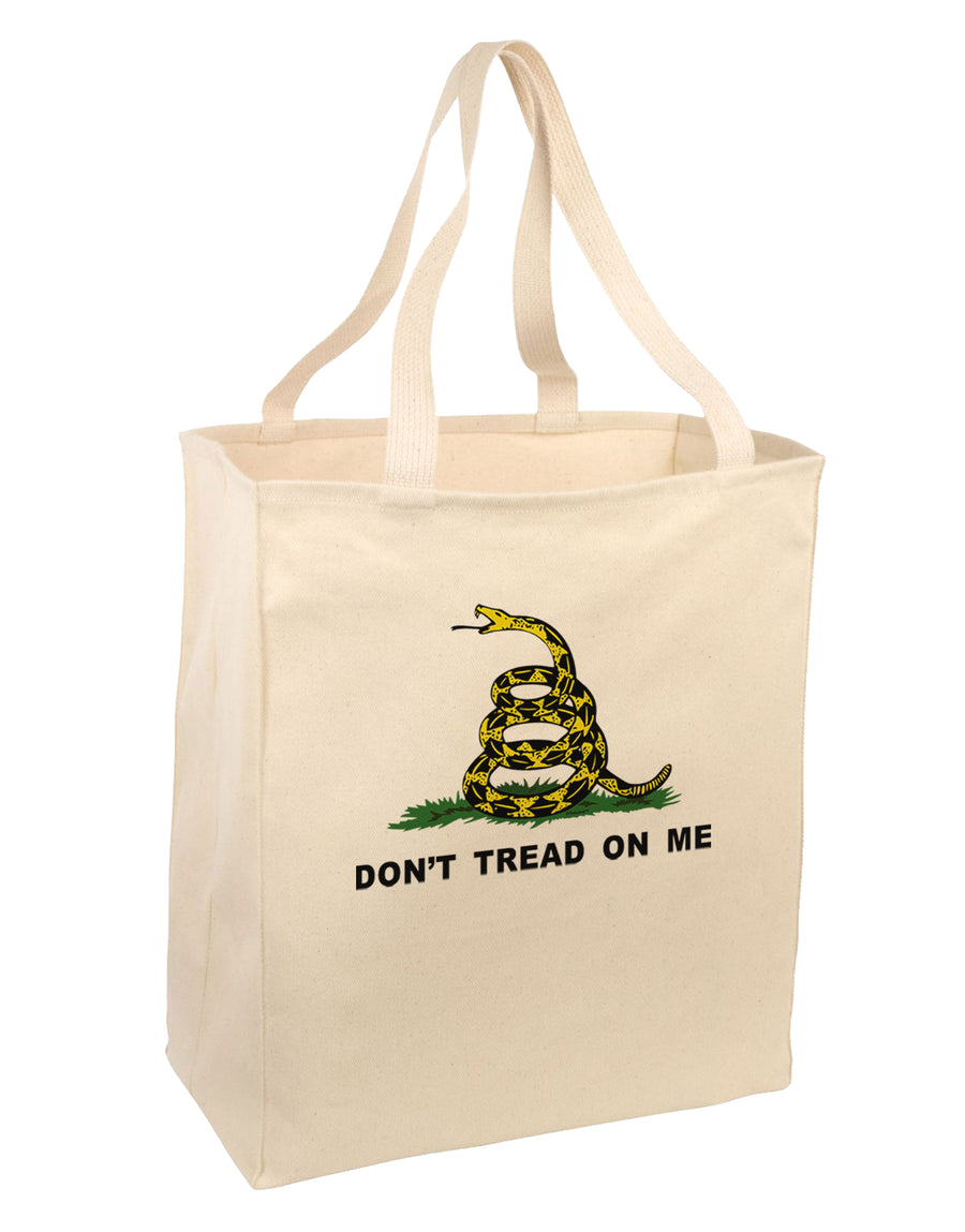 Don't Tread On Me Gadsden Flag Rattlesnake Large Grocery Tote Bag-Grocery Tote-TooLoud-Natural-Large-Davson Sales