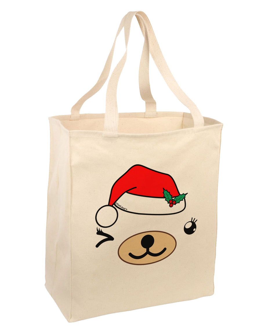 Kyu-T Face Beartholomea Santa Girl Bear Large Grocery Tote Bag-Grocery Tote-TooLoud-Natural-Large-Davson Sales