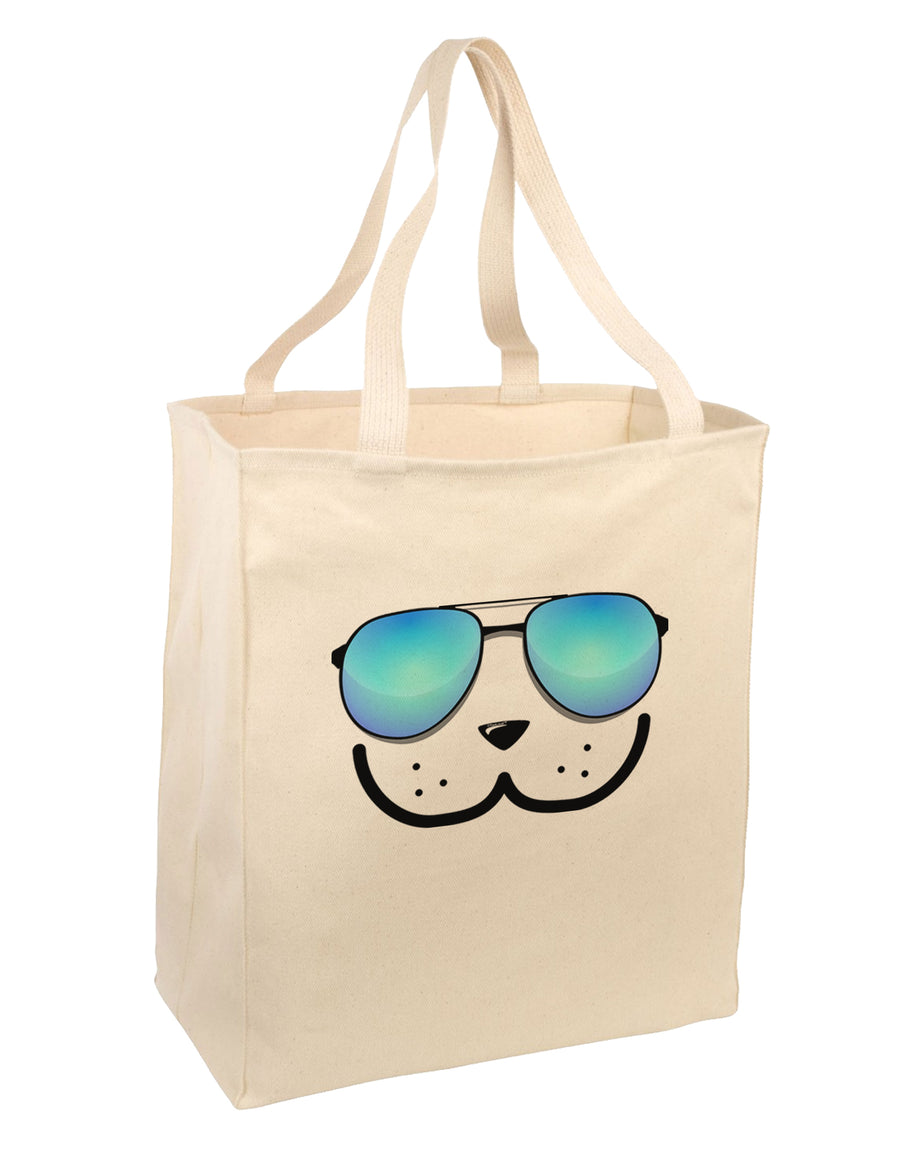 Kyu-T Face - Dewy Cool Sunglasses Large Grocery Tote Bag-Grocery Tote-TooLoud-Natural-Large-Davson Sales