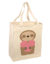 Cute Valentine Sloth Holding Heart Large Grocery Tote Bag by TooLoud-Grocery Tote-TooLoud-Natural-Large-Davson Sales