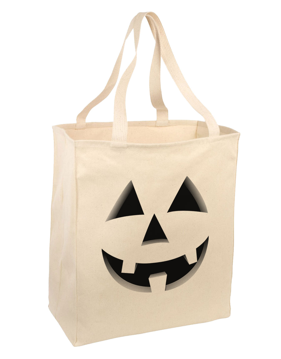 Happy Cute Jack O' Lantern Pumpkin Face Large Grocery Tote Bag-Grocery Tote-TooLoud-Natural-Large-Davson Sales