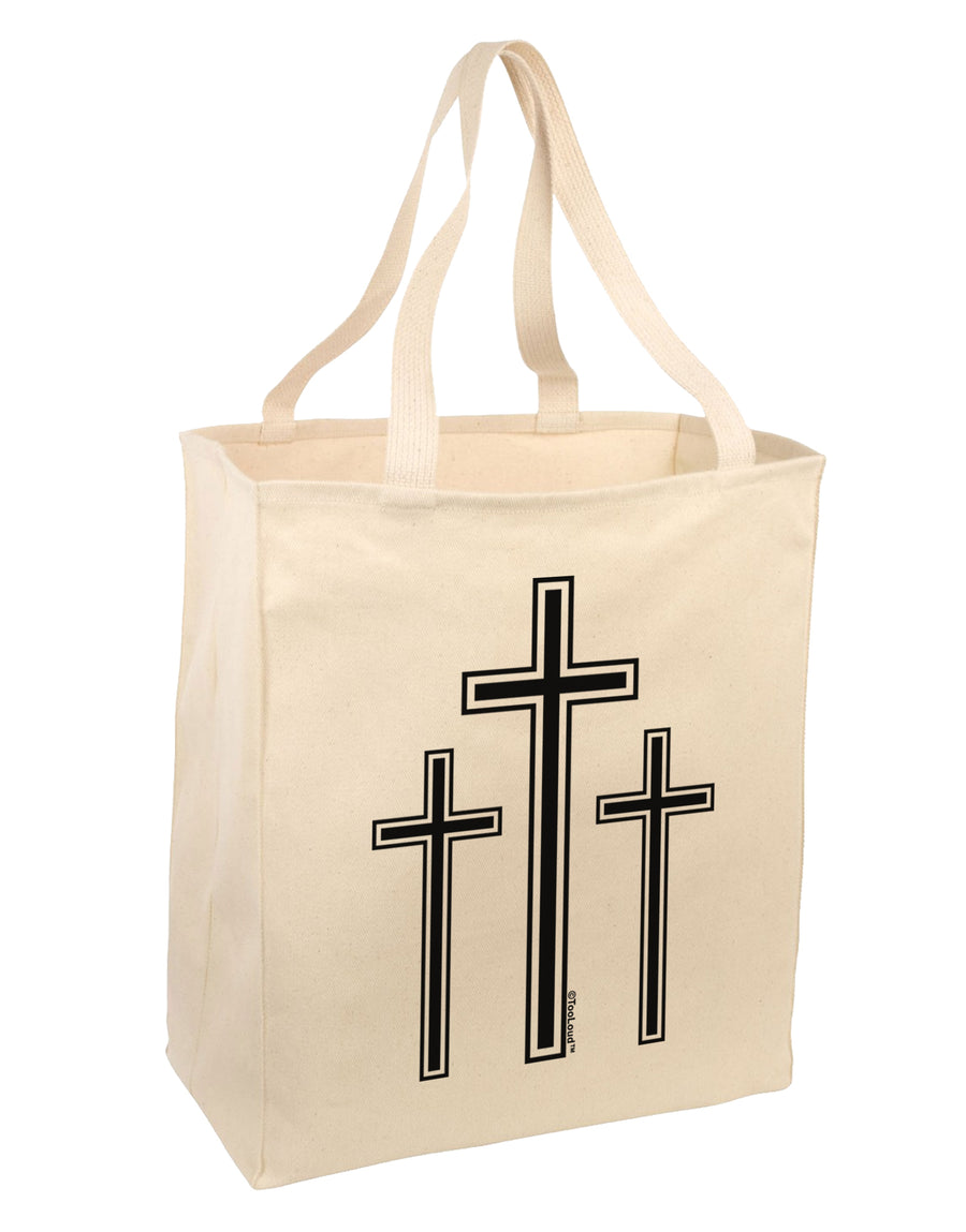 Three Cross Design - Easter Large Grocery Tote Bag by TooLoud-Grocery Tote-TooLoud-Natural-Large-Davson Sales