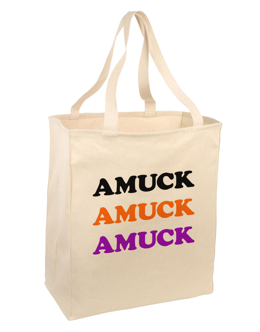 Amuck Amuck Amuck Halloween Large Grocery Tote Bag-Grocery Tote-TooLoud-Natural-Large-Davson Sales