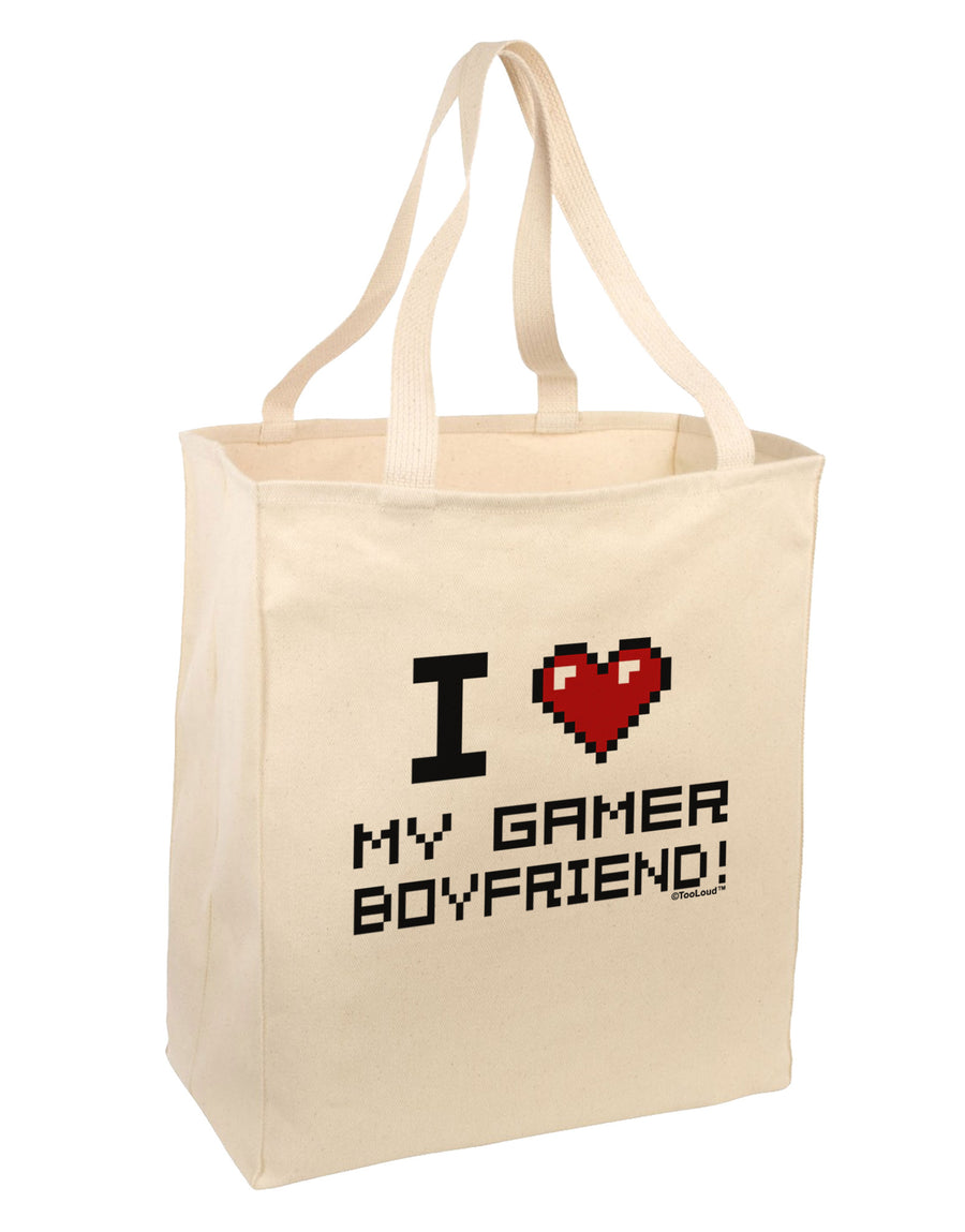 I Heart My Gamer Boyfriend Large Grocery Tote Bag-Grocery Tote-TooLoud-Natural-Large-Davson Sales