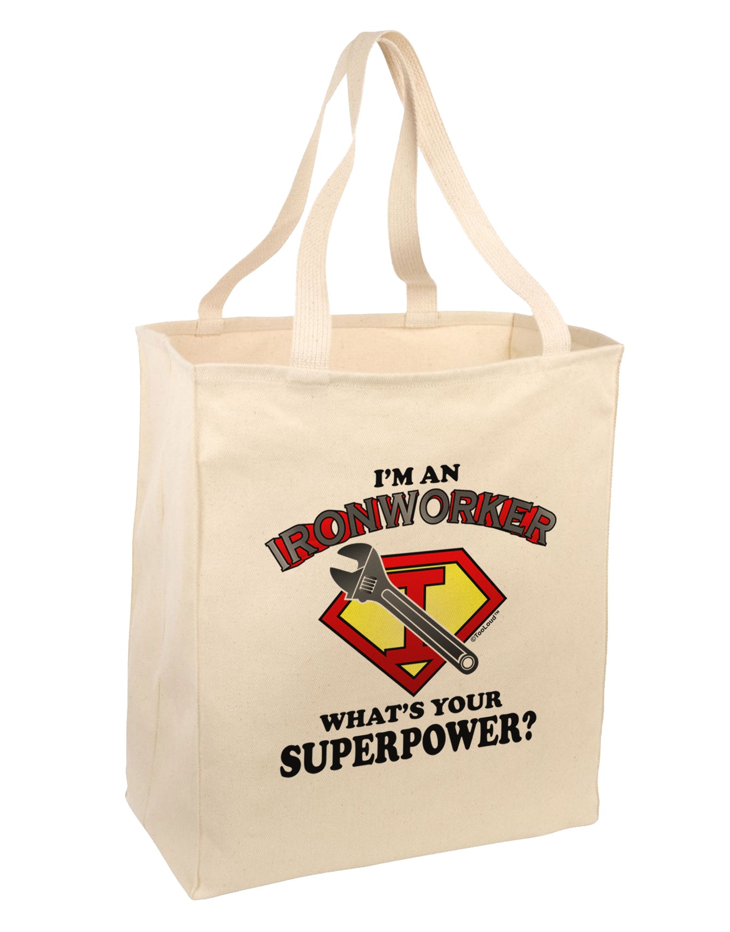 Ironworker - Superpower Large Grocery Tote Bag-Grocery Tote-TooLoud-Natural-Large-Davson Sales