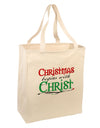 Begins With Christ Text Large Grocery Tote Bag-Grocery Tote-TooLoud-Natural-Large-Davson Sales