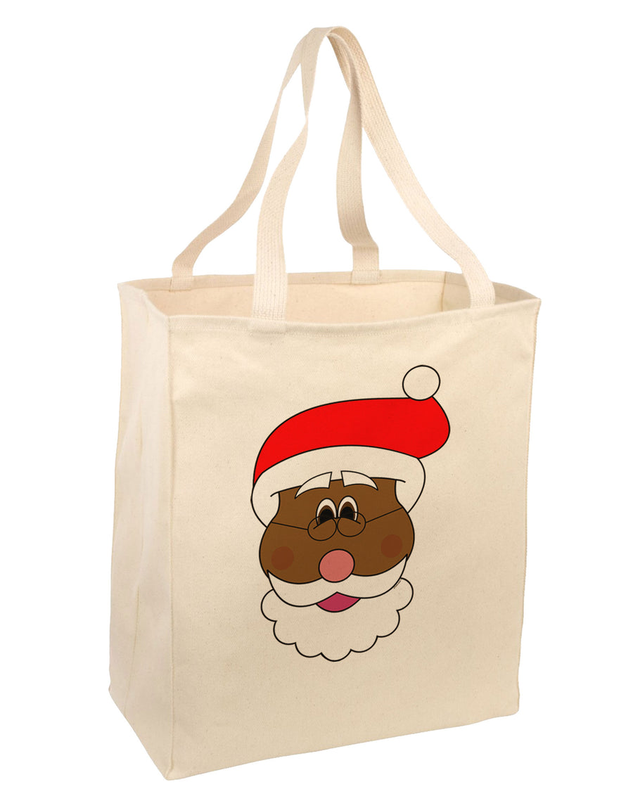 Black Santa Claus Face Christmas Large Grocery Tote Bag-Grocery Tote-TooLoud-Natural-Large-Davson Sales