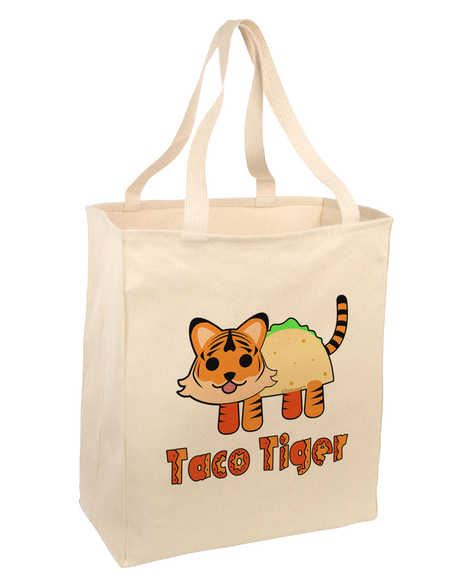 Cute Taco Tiger Text Large Grocery Tote Bag-Grocery Tote-TooLoud-Natural-Large-Davson Sales