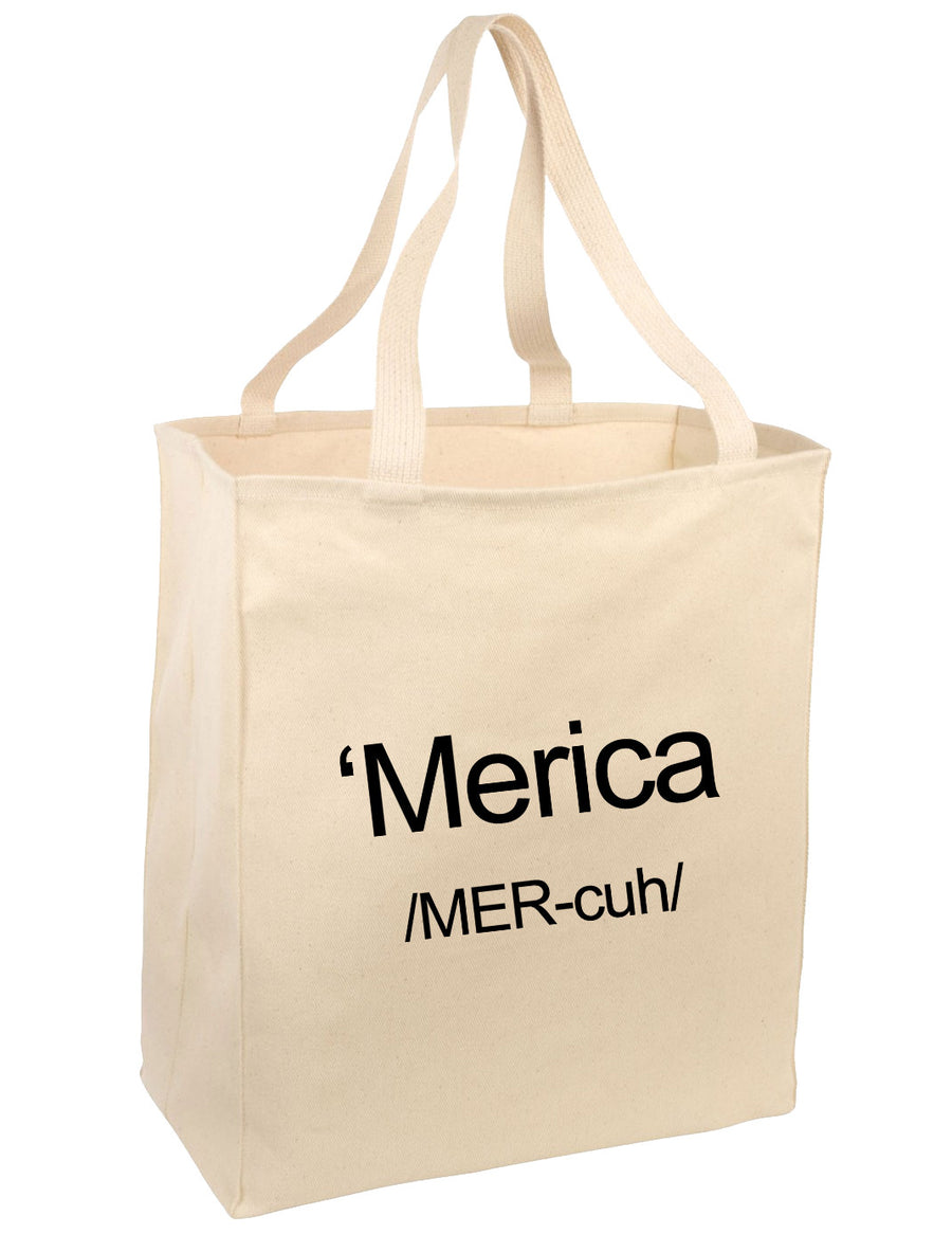 Merica Text Large Grocery Tote Bag-Grocery Tote-TooLoud-Natural-Large-Davson Sales