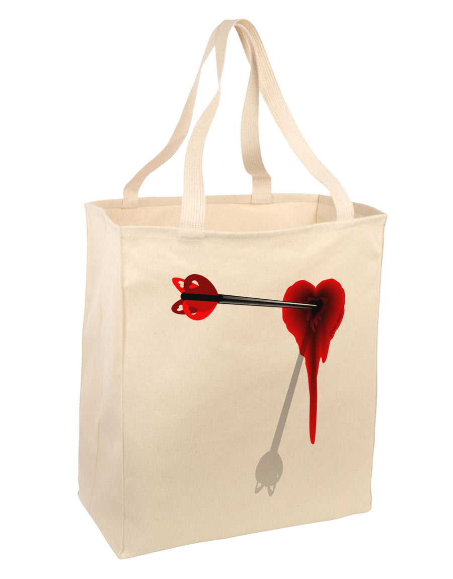 Cupid's Arrow Heart Shot Wound Large Grocery Tote Bag-Grocery Tote-TooLoud-Natural-Large-Davson Sales