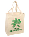 Happy St. Paddy's Day Shamrock Design Large Grocery Tote Bag by TooLoud-Grocery Tote-TooLoud-Natural-Large-Davson Sales