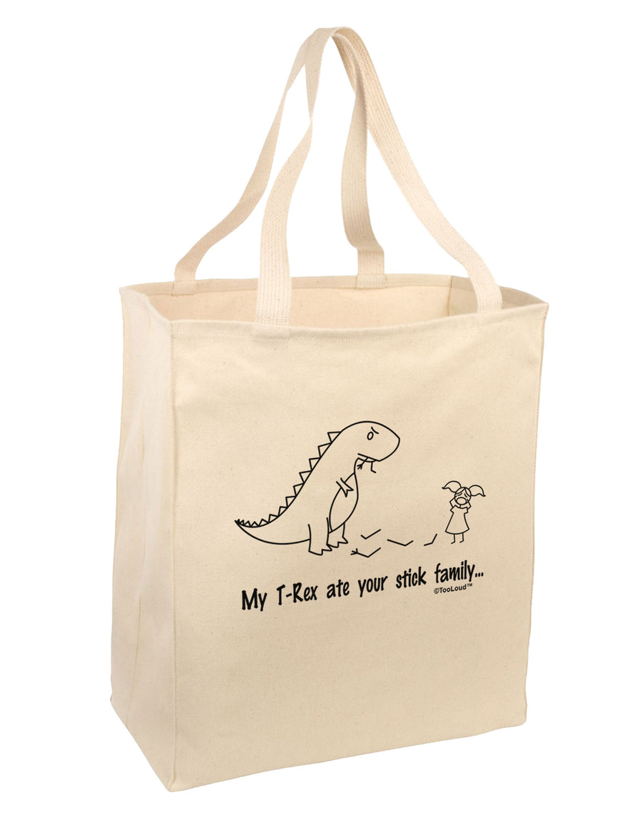 My T-Rex Ate Your Stick Family - Line Large Grocery Tote Bag by TooLoud-Grocery Tote-TooLoud-Natural-Large-Davson Sales