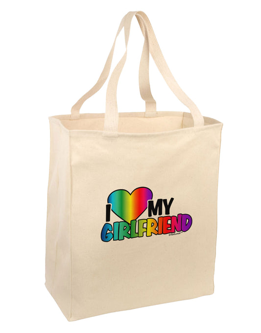 I Heart My Girlfriend - Rainbow Large Grocery Tote Bag-Grocery Tote-TooLoud-Natural-Large-Davson Sales
