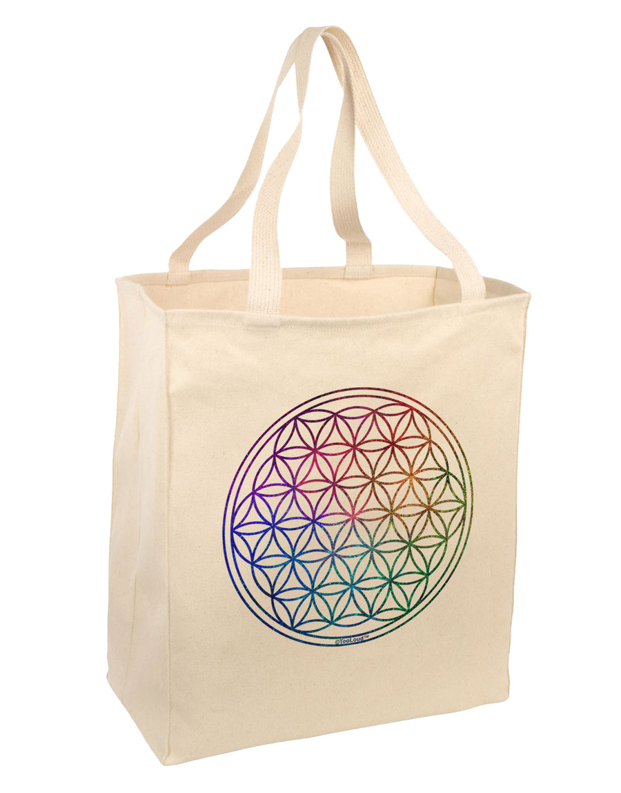 Flower of Life Circle Large Grocery Tote Bag-Grocery Tote-TooLoud-Natural-Large-Davson Sales