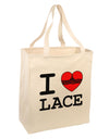 I Love Heart Lace Large Grocery Tote Bag-Grocery Tote-TooLoud-Natural-Large-Davson Sales