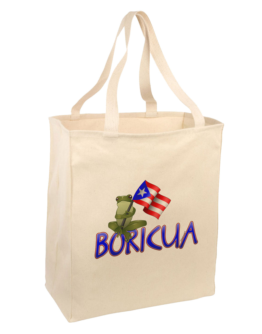 Coqui Boricua Large Grocery Tote Bag-Natural-Grocery Tote-TooLoud-Natural-Large-Davson Sales