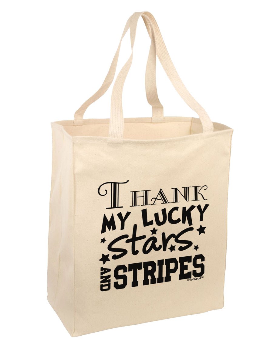 Thank My Lucky Stars and Stripes Large Grocery Tote Bag by TooLoud-Grocery Tote-TooLoud-Natural-Large-Davson Sales