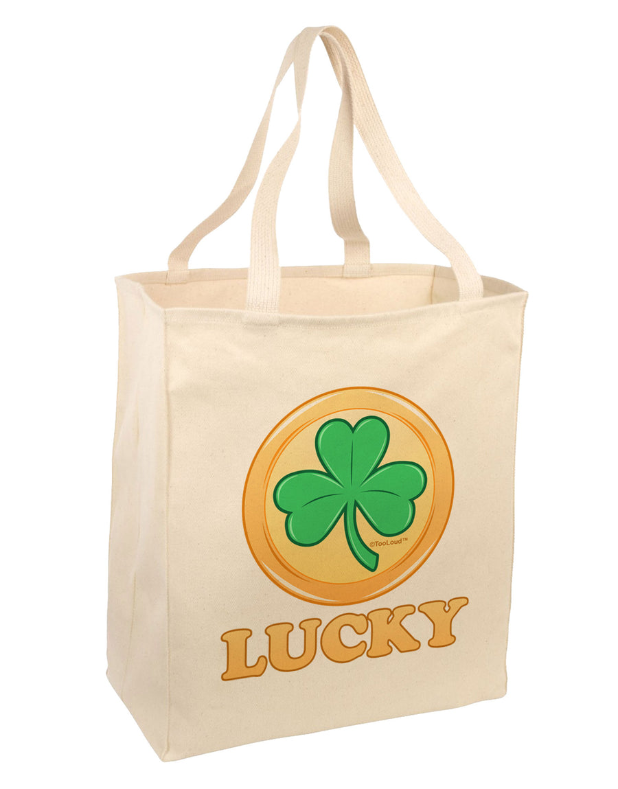 Shamrock Button - Lucky Large Grocery Tote Bag by TooLoud-Grocery Tote-TooLoud-Natural-Large-Davson Sales