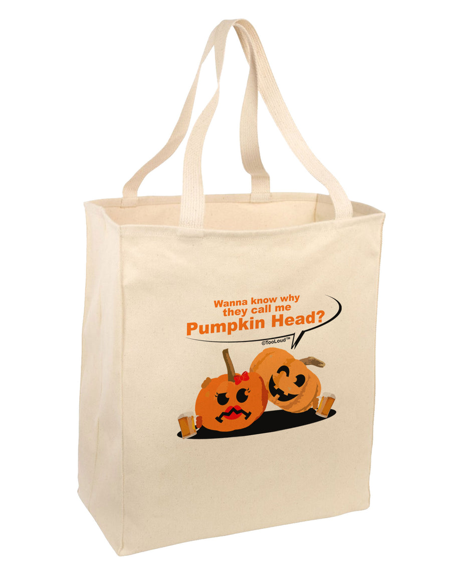 Pumpkin Head Large Grocery Tote Bag-Grocery Tote-TooLoud-Natural-Large-Davson Sales