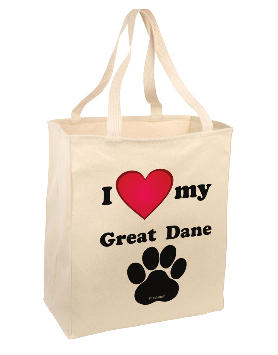 I Heart My Great Dane Large Grocery Tote Bag-Natural by TooLoud-Grocery Tote-TooLoud-Natural-Large-Davson Sales