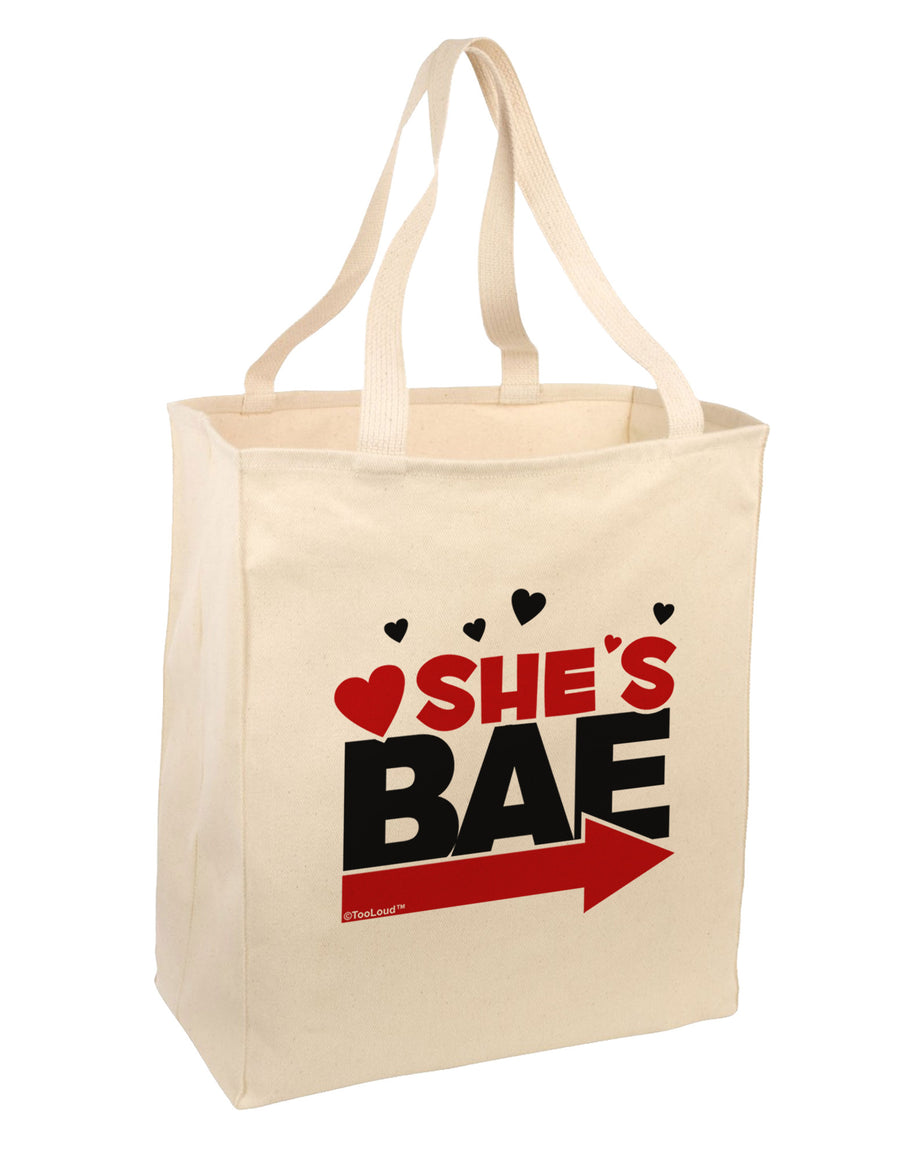 She's BAE - Right Arrow Large Grocery Tote Bag-Grocery Tote-TooLoud-Natural-Large-Davson Sales