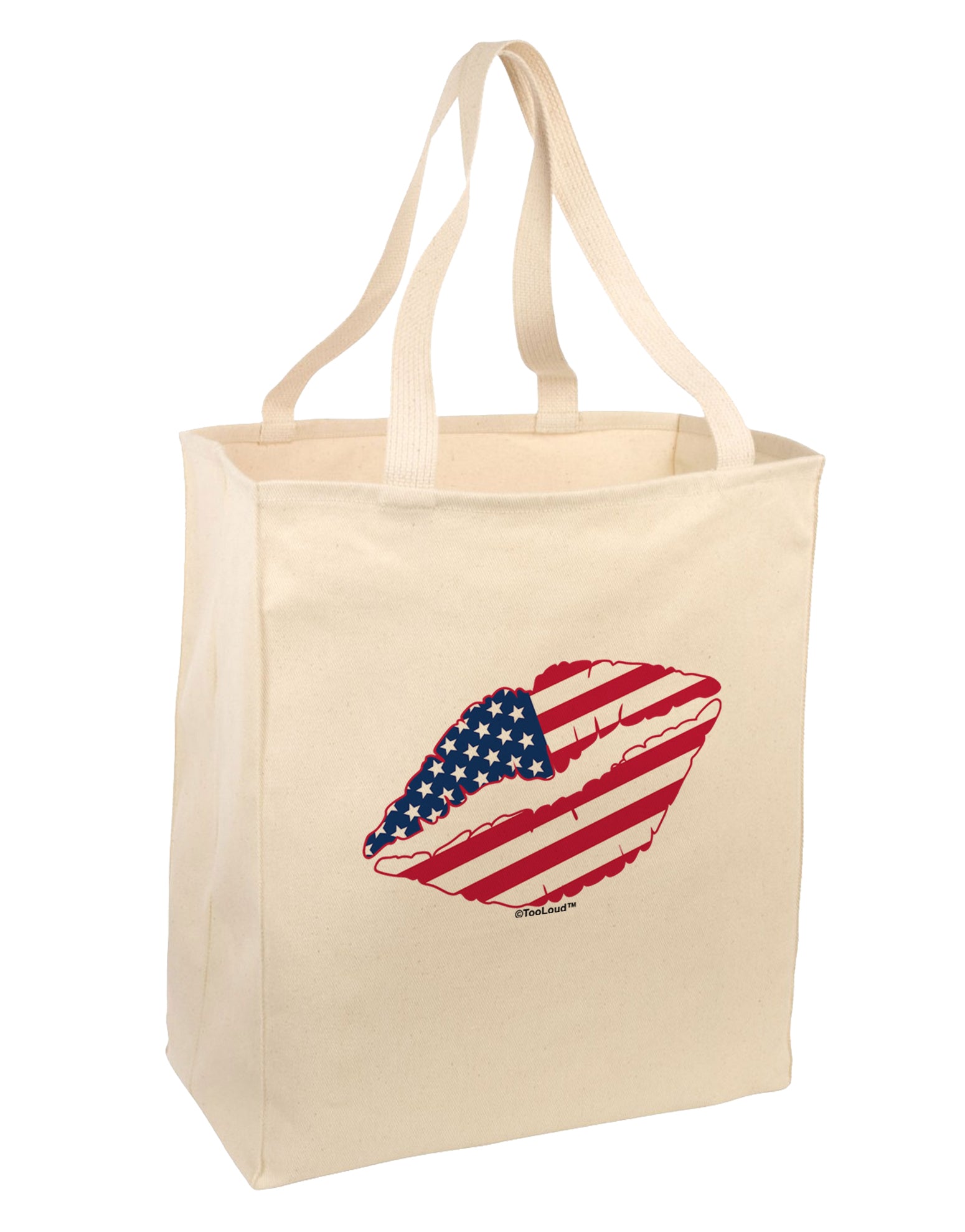 American Flag Lipstick Large Grocery Tote Bag by TooLoud-Grocery Tote-TooLoud-Natural-Large-Davson Sales