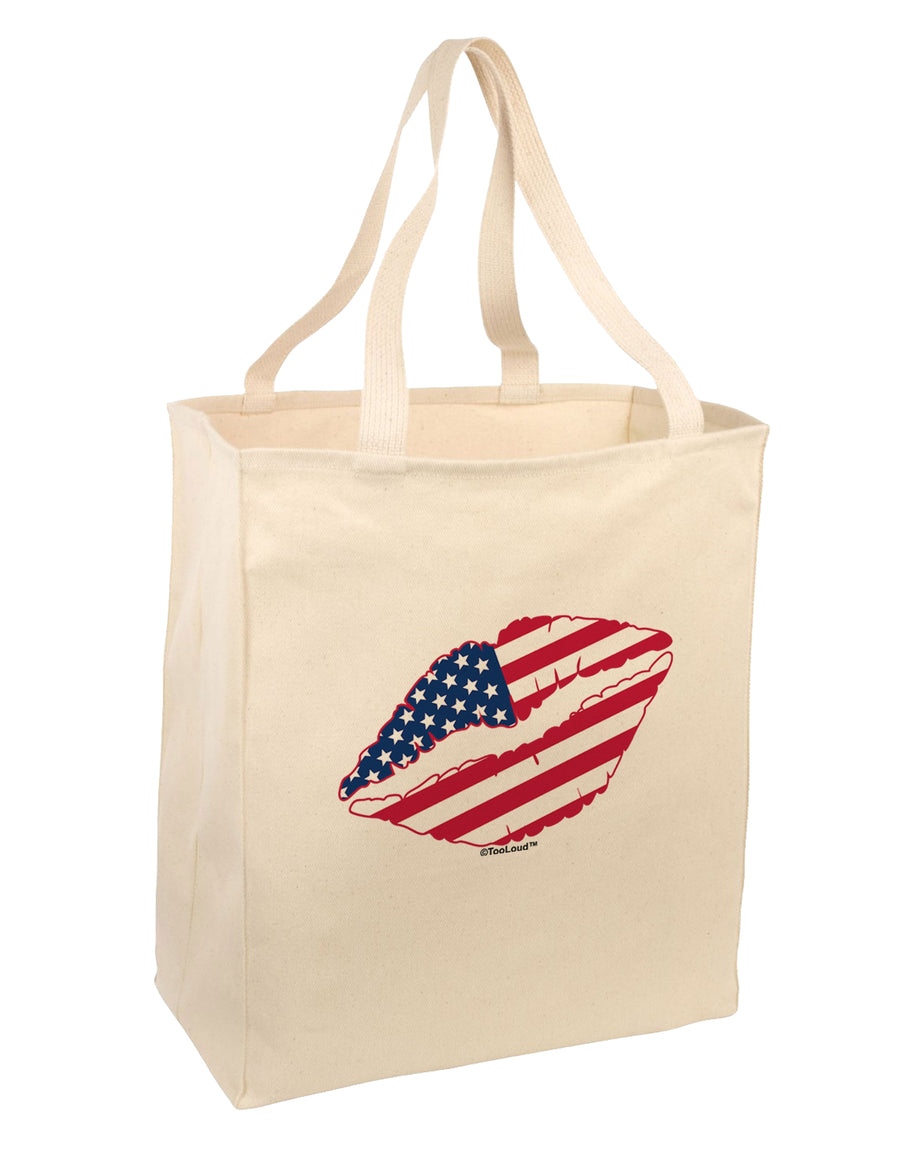 American Flag Lipstick Large Grocery Tote Bag by TooLoud-Grocery Tote-TooLoud-Natural-Large-Davson Sales