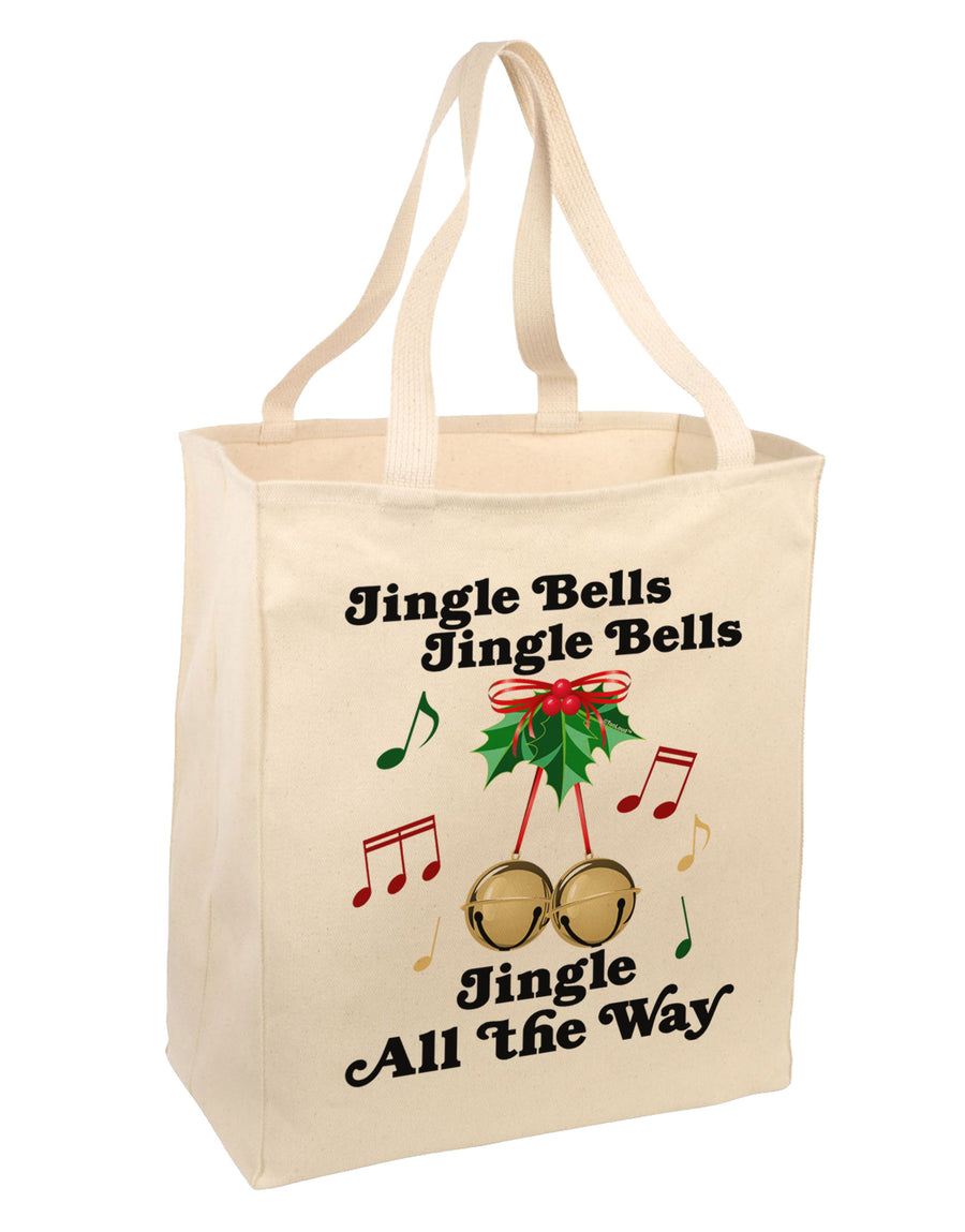 Jingle Bells All the way Large Grocery Tote Bag-Grocery Tote-TooLoud-Natural-Large-Davson Sales