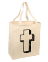 Simple Cross Design Black Distressed Large Grocery Tote Bag by TooLoud-Grocery Tote-TooLoud-Natural-Large-Davson Sales