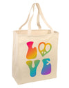 Peace and Love - Peace Heart Love Large Grocery Tote Bag-Grocery Tote-TooLoud-Natural-Large-Davson Sales