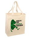 She's My Lucky Charm - Right Large Grocery Tote Bag-Grocery Tote-TooLoud-Natural-Large-Davson Sales