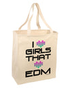 I Heart Girls That Heart EDM Large Grocery Tote Bag-Grocery Tote-TooLoud-Natural-Large-Davson Sales