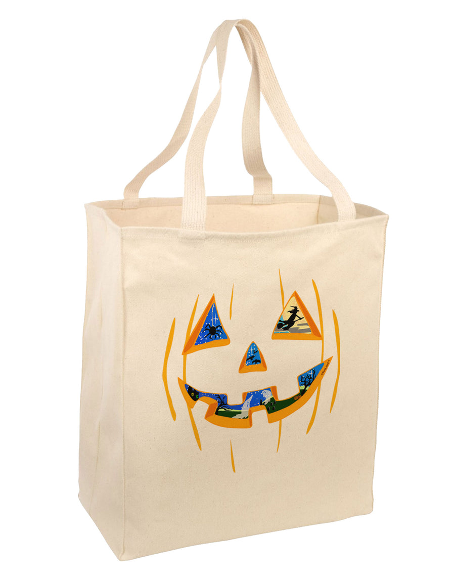 Jack O Lanterns Point of View Pumpkin Large Grocery Tote Bag-Grocery Tote-TooLoud-Natural-Large-Davson Sales