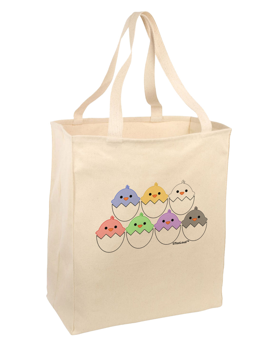 Cute Hatching Chicks Group Large Grocery Tote Bag by TooLoud-Grocery Tote-TooLoud-Natural-Large-Davson Sales