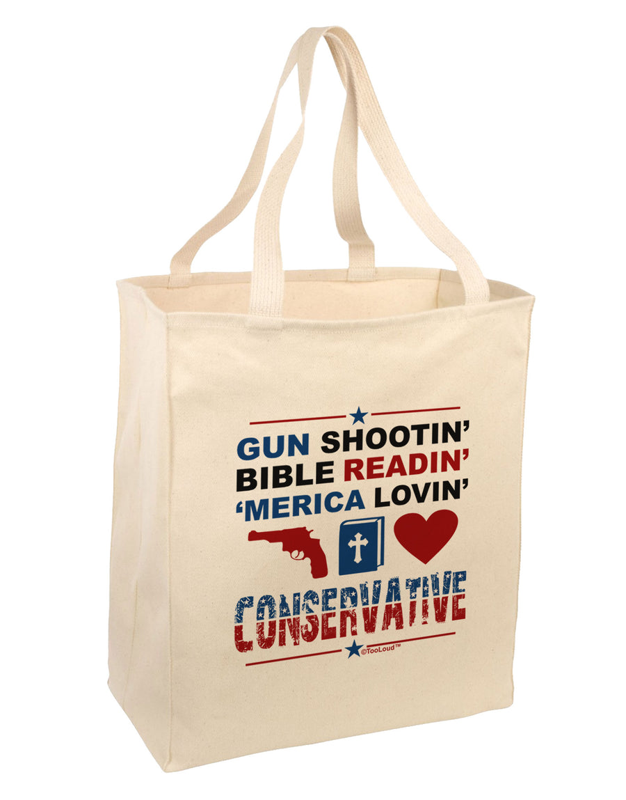 Gun Shootin' Conservative Large Grocery Tote Bag-Grocery Tote-TooLoud-Natural-Large-Davson Sales