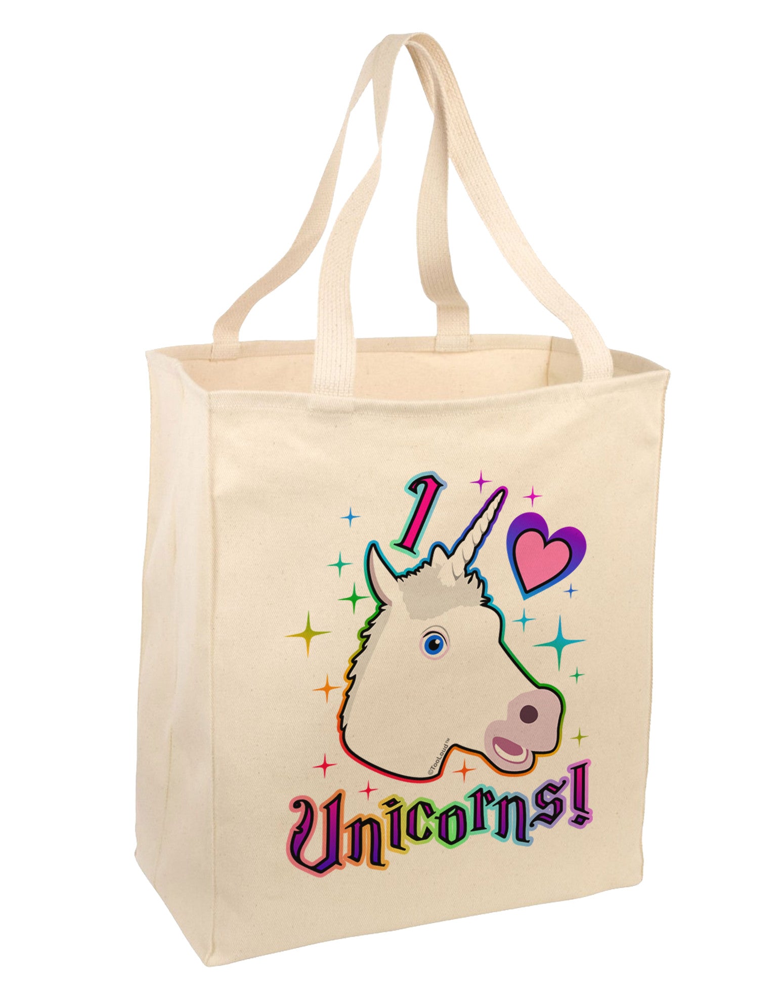 I love Unicorns Large Grocery Tote Bag-Grocery Tote-TooLoud-Natural-Large-Davson Sales