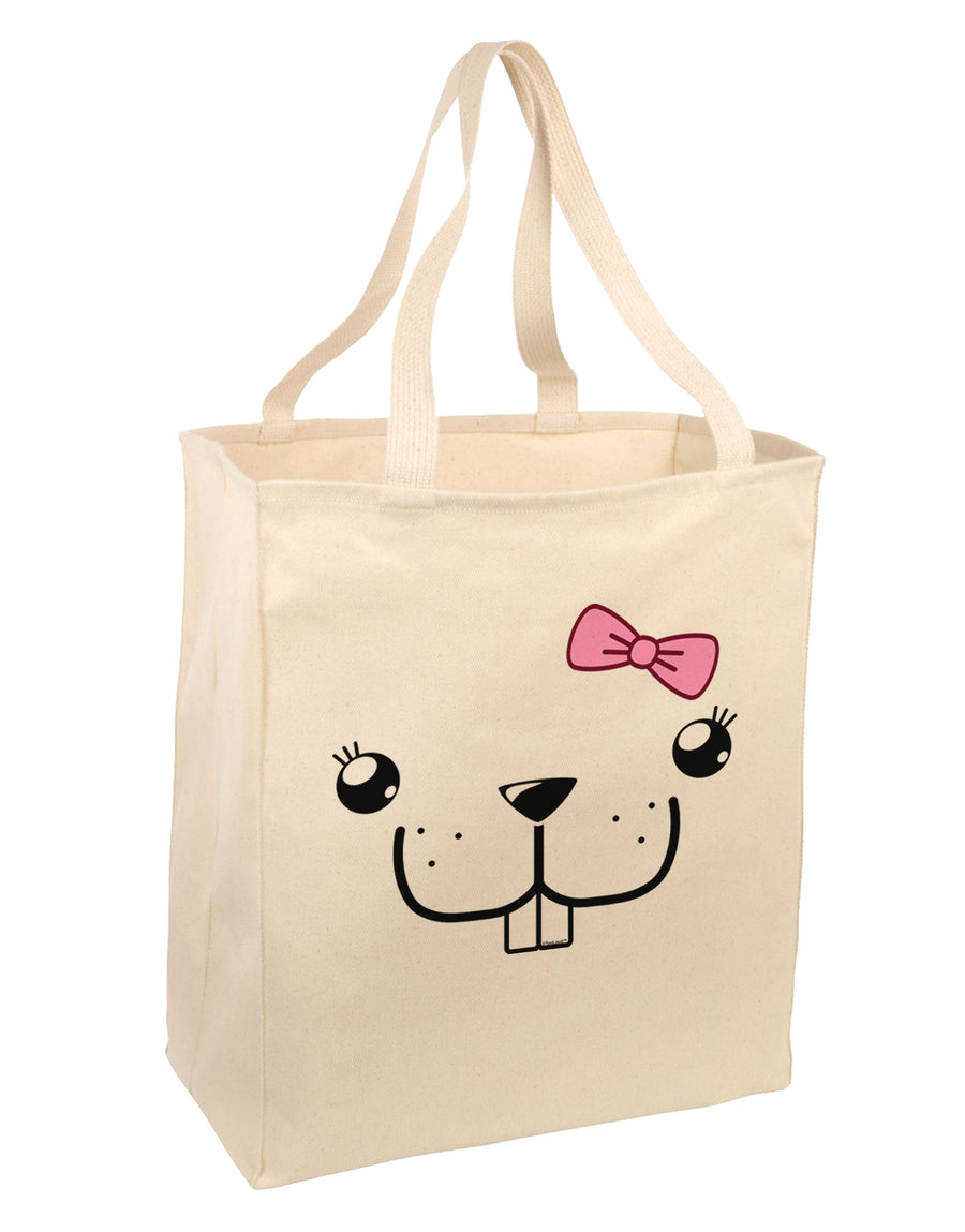 Kyu-T Face - Bucklette Cute Girl Beaver Large Grocery Tote Bag-Grocery Tote-TooLoud-Natural-Large-Davson Sales