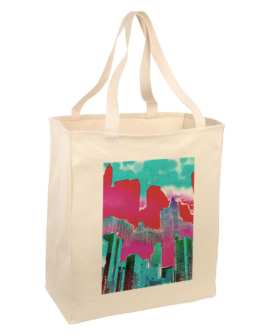 Chicago Abstract 2 Watercolor Large Grocery Tote Bag-Grocery Tote-TooLoud-Natural-Large-Davson Sales