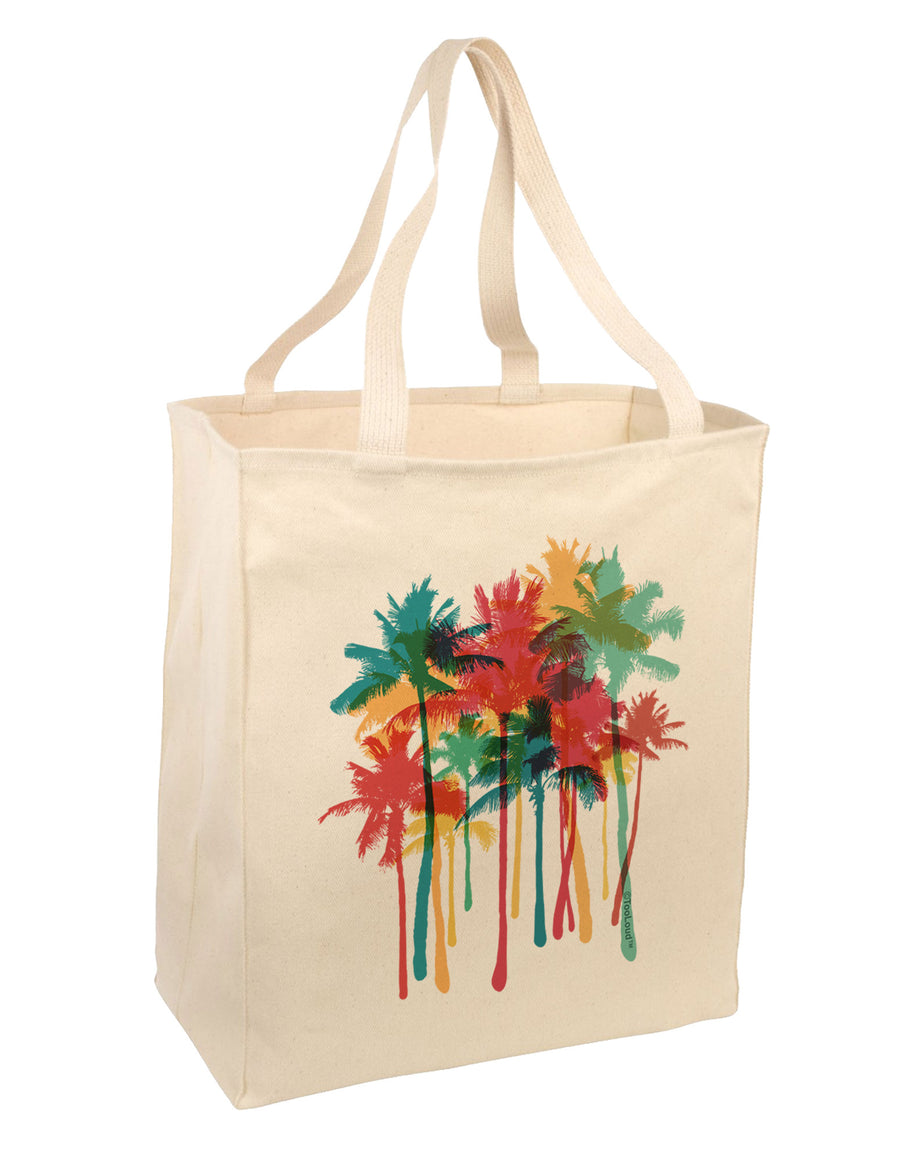 Paint Splash Palm Trees Large Grocery Tote Bag-Natural-Grocery Tote-TooLoud-Natural-Large-Davson Sales