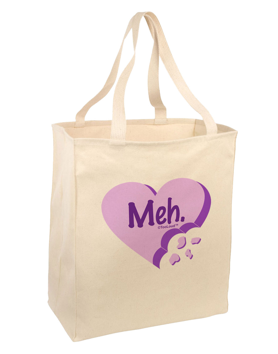 Meh Candy Heart Purple - Valentines Day Large Grocery Tote Bag by TooLoud-Grocery Tote-TooLoud-Natural-Large-Davson Sales