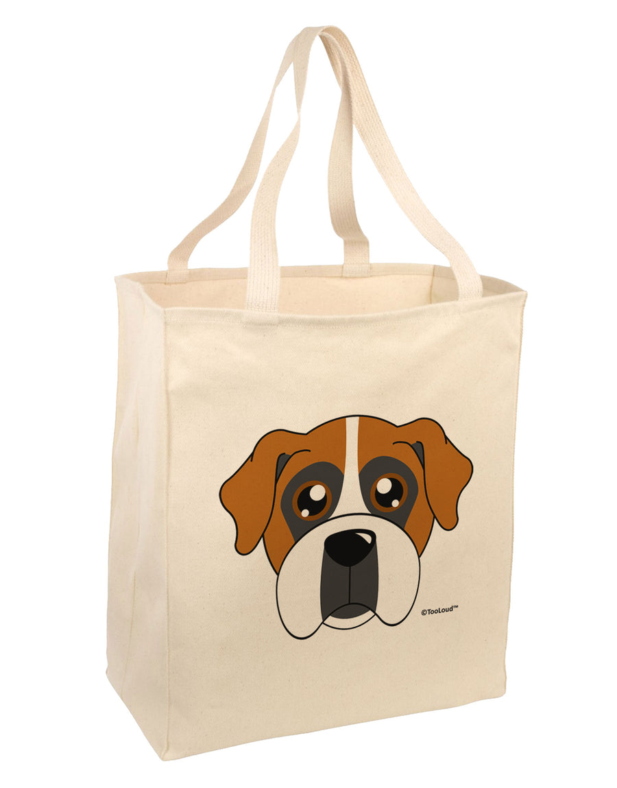 Cute Boxer Dog Large Grocery Tote Bag by TooLoud-Grocery Tote-TooLoud-Natural-Large-Davson Sales