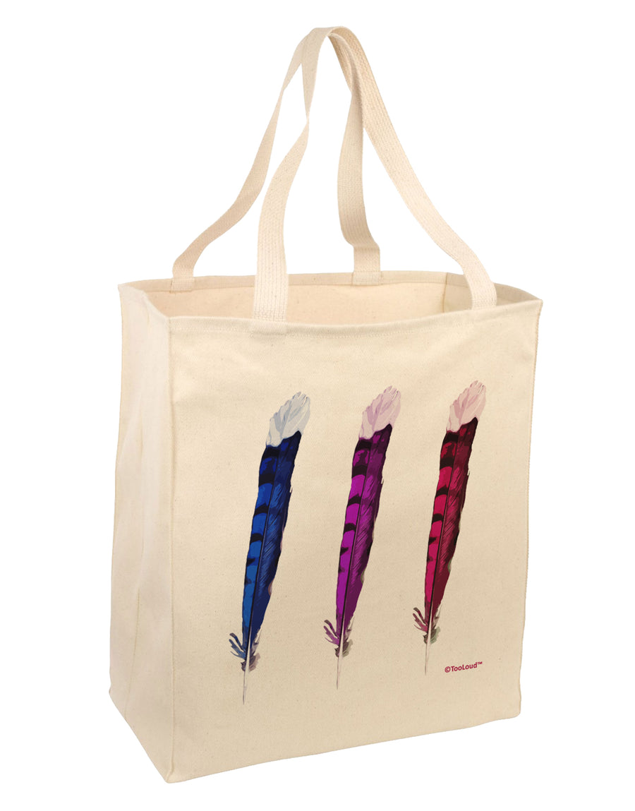 Graphic Feather Design - Feather Trio Large Grocery Tote Bag by TooLoud-Grocery Tote-TooLoud-Natural-Large-Davson Sales