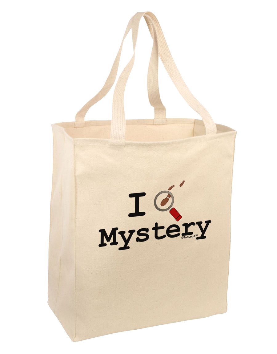 I Love Mystery Large Grocery Tote Bag-Natural-Grocery Tote-TooLoud-Natural-Large-Davson Sales