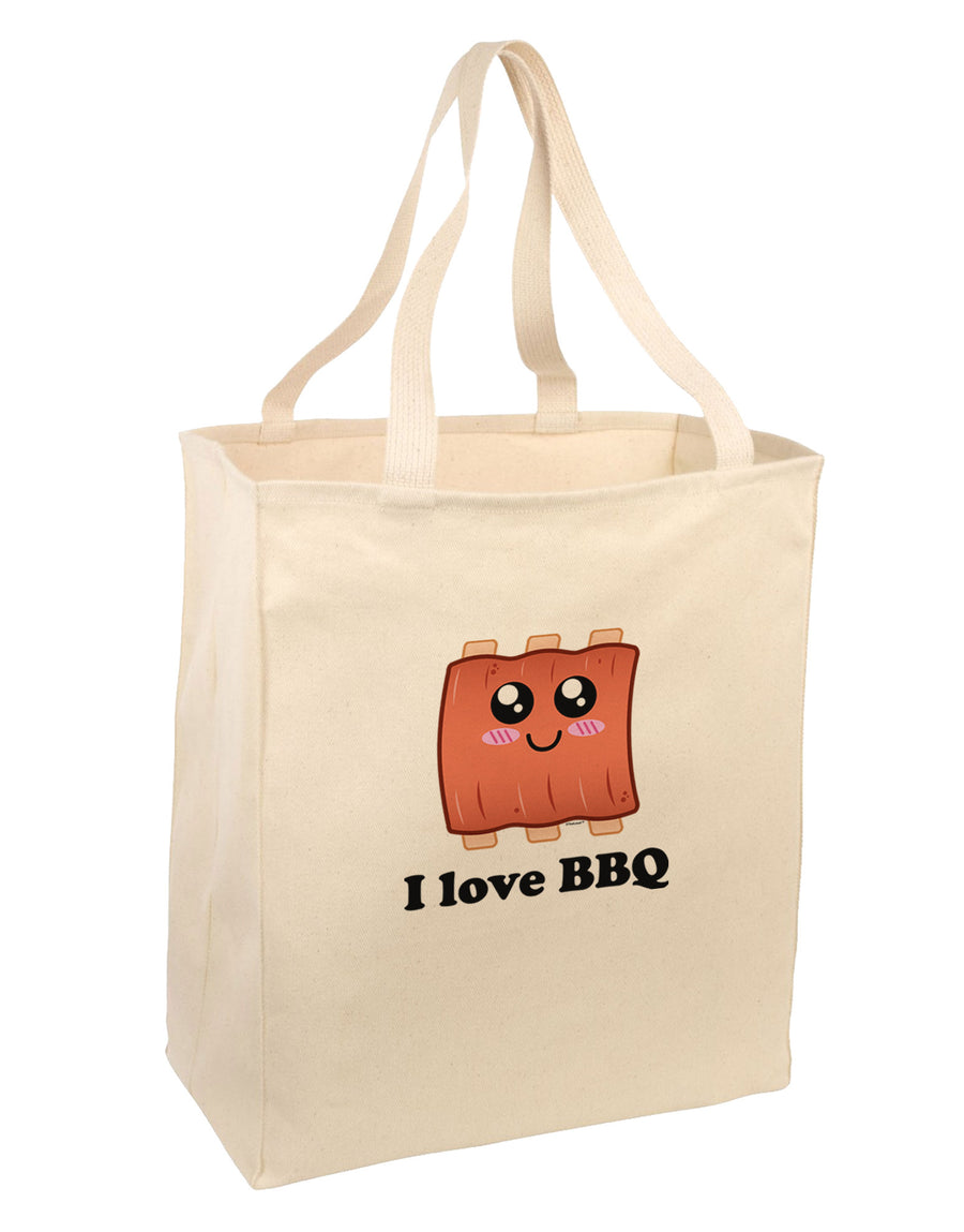 I love BBQ Ribs Large Grocery Tote Bag-Grocery Tote-TooLoud-Natural-Large-Davson Sales