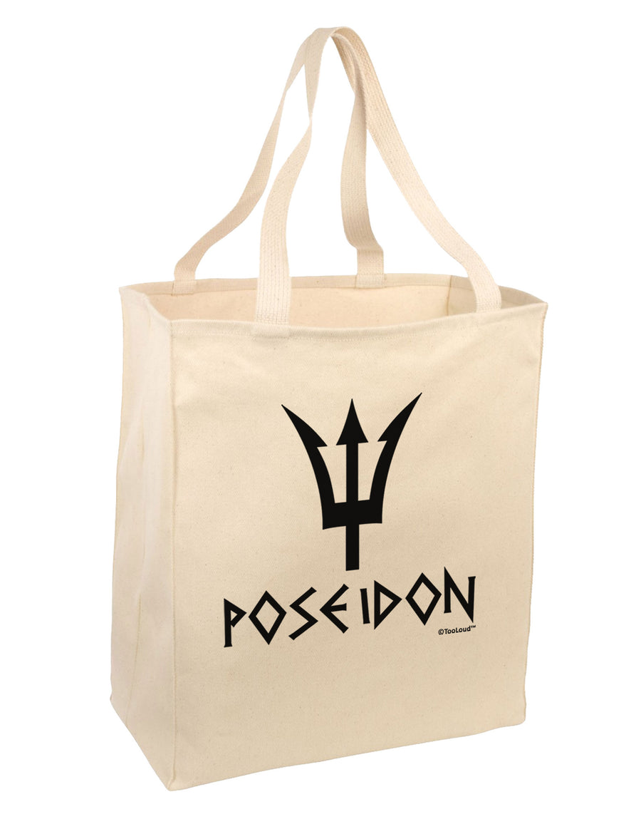 Trident of Poseidon with Text - Greek Mythology Large Grocery Tote Bag by TooLoud-Grocery Tote-TooLoud-Natural-Large-Davson Sales