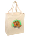 Squirrel Monkey Watercolor Text Large Grocery Tote Bag-Grocery Tote-TooLoud-Natural-Large-Davson Sales